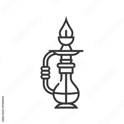 Line Art Illustration of a Traditional Hookah