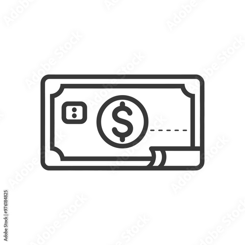 Line Art Illustration of a US Dollar Bill