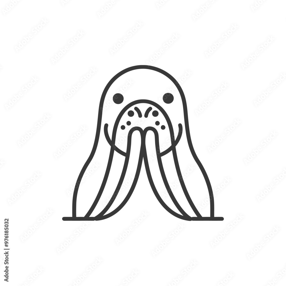 Line art illustration of a walrus with large tusks Line art illustration of a walrus with large tusks