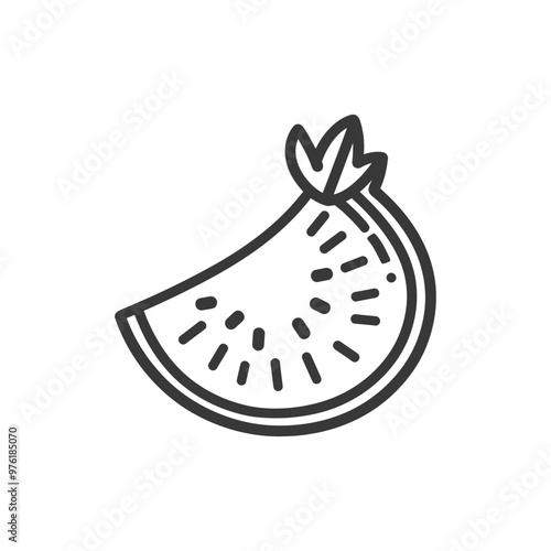 Line Art Illustration of a Watermelon Slice