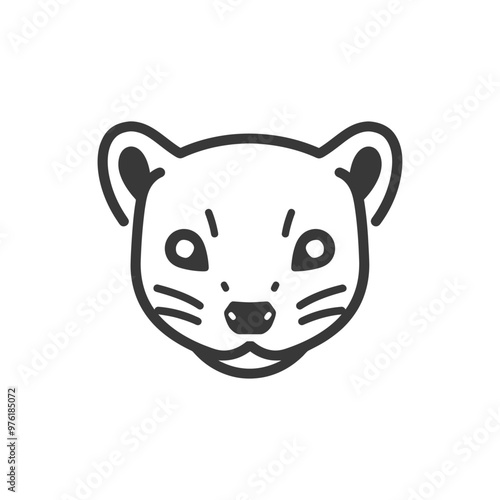 Line Art Illustration of a Weasels Face