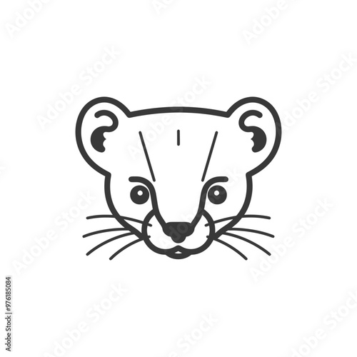 Line art illustration of a weasels face