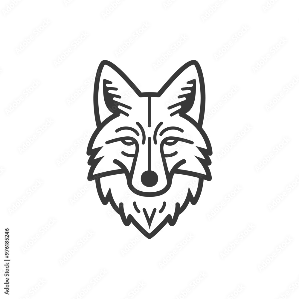 Fototapeta premium Line Art Illustration of a Wolfs Head