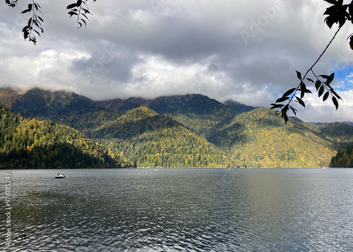 lake in the mountains. Lake Ritza, Abkhazia