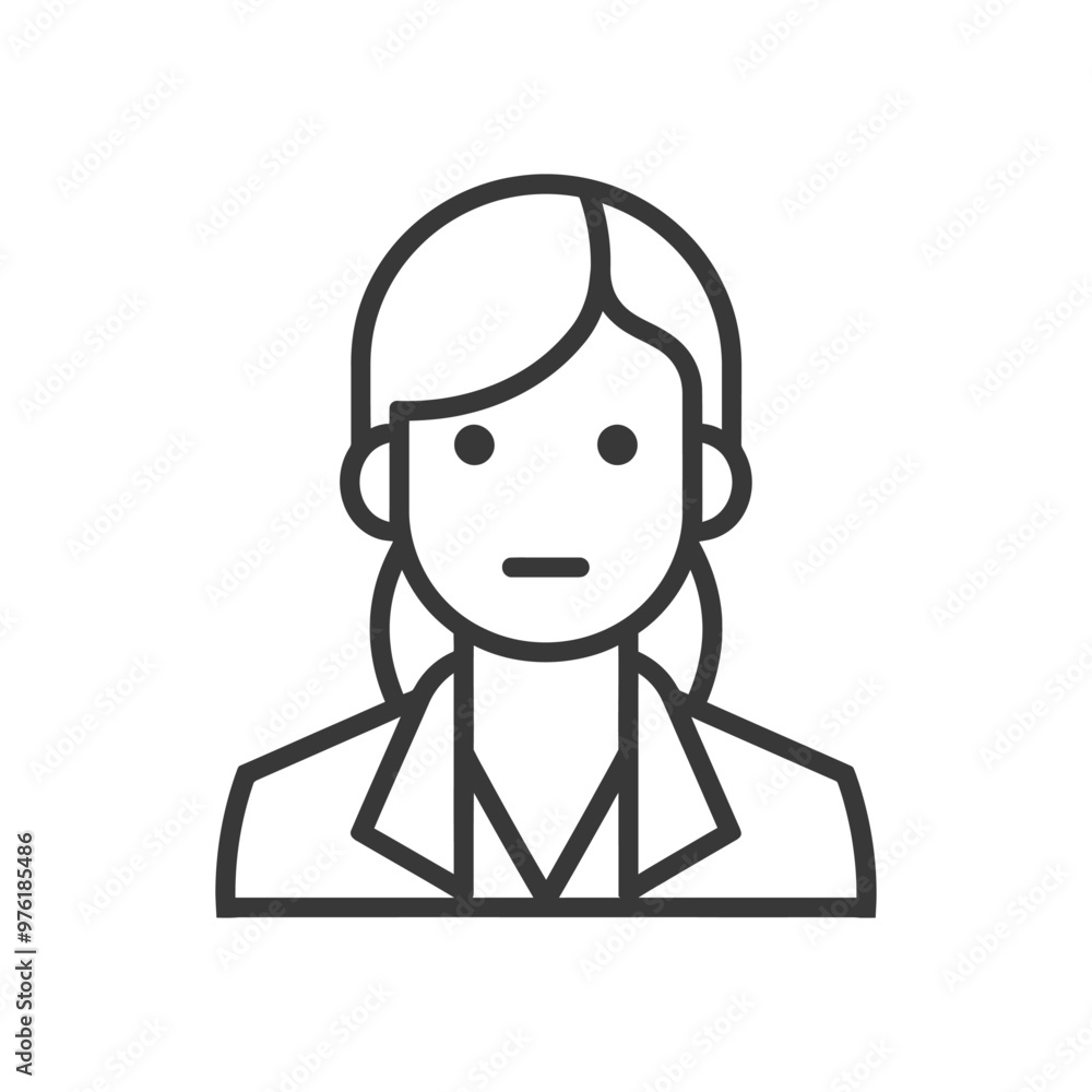 Line Art Illustration of a Womans Face and Shoulders Line Art Illustration of a Womans Face and Shoulders