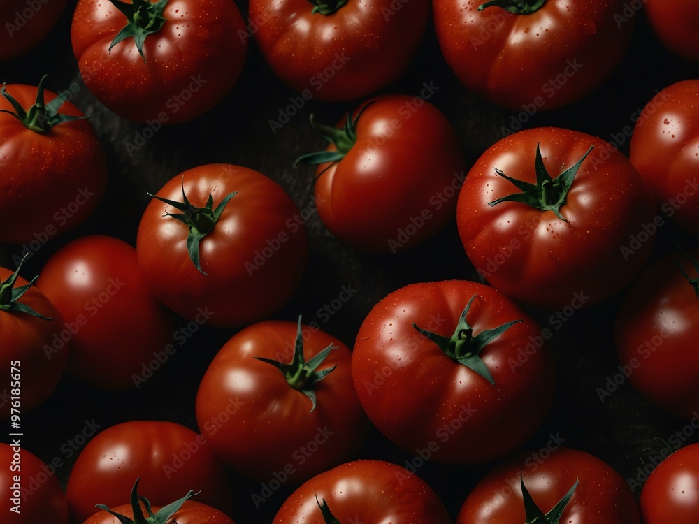 Red tomato illuminated with low-key lighting. Red tomato illuminated with low-key lighting.