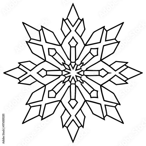 Intricate snowflake patterns, designed with thin lines to show the delicate nature