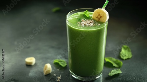 Green Smoothie with Banana and Mint