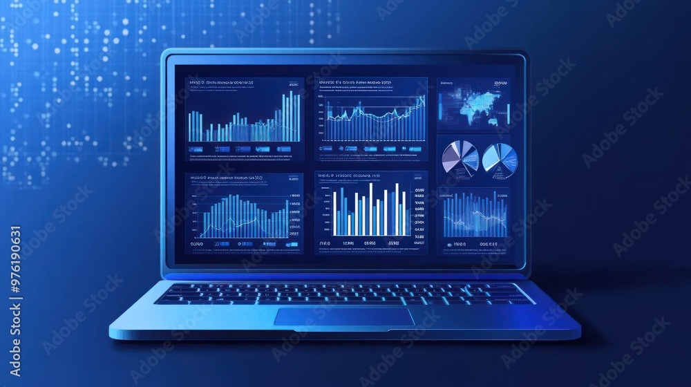 Laptop with Data Analysis Dashboard Laptop with Data Analysis Dashboard