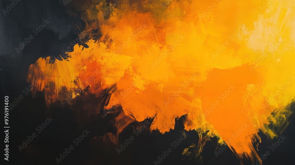 Contrast of Emotions - Vibrant Yellow and Orange Splashes in Shadowy Setting Contrast of Emotions - Vibrant Yellow and Orange Splashes in Shadowy Setting