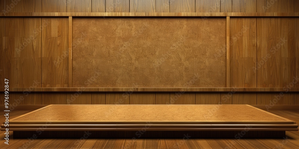 Blank wooden wall with thin border creating a minimalist background in a serene interior space