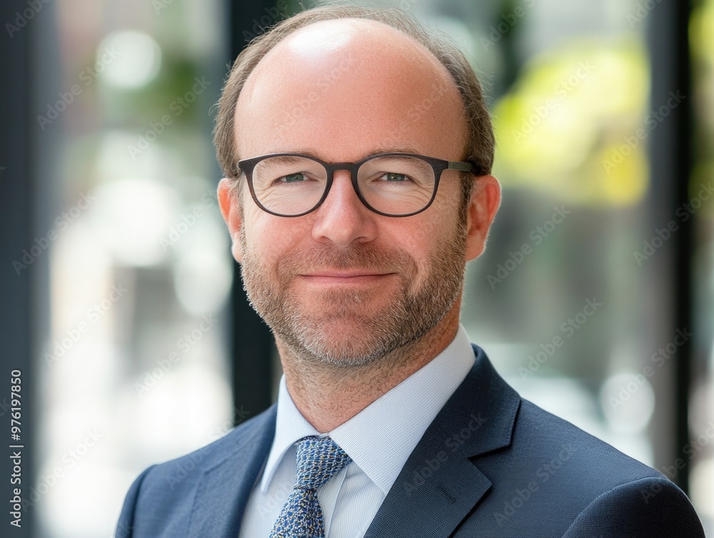 Professional portrait of a smiling businessman in glasses and suit Professional portrait of a smiling businessman in glasses and suit
