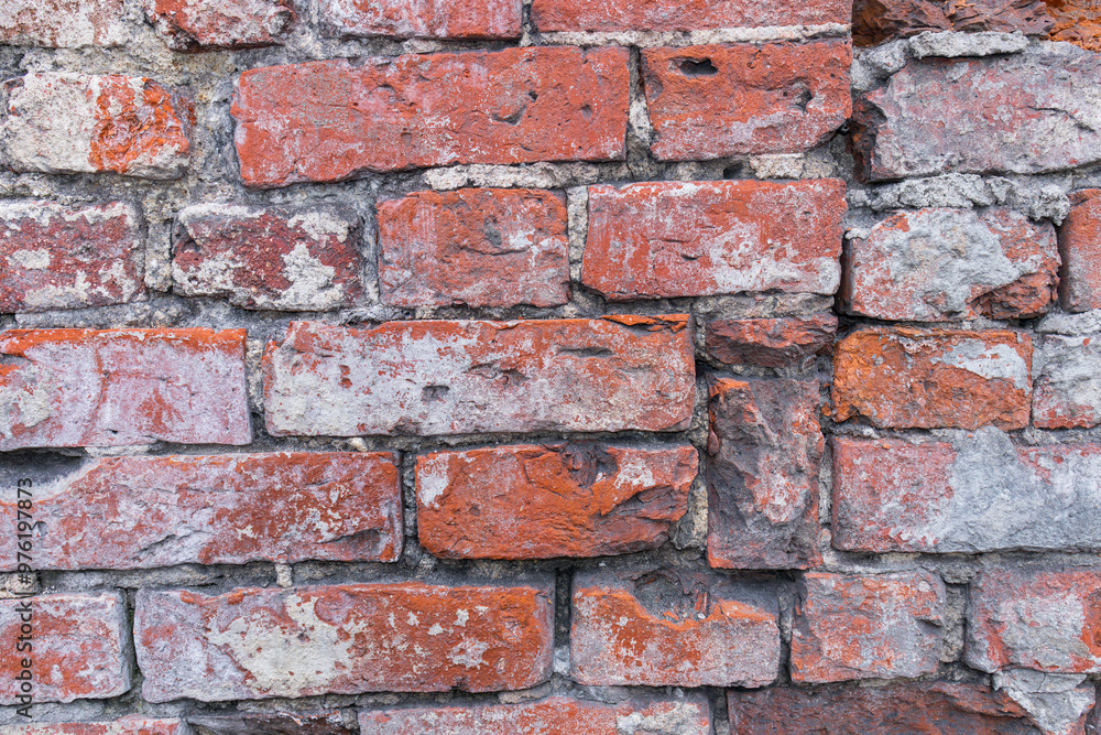Obraz premium Old brick wall. Red brick. Close up.