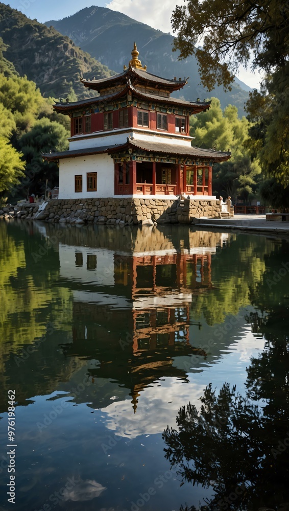 Serenity reflected in Norbulingka’s tranquil waters. Serenity reflected in Norbulingka’s tranquil waters.