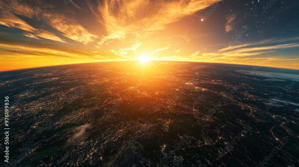 Fototapeta premium Golden Sunrise Over Earth