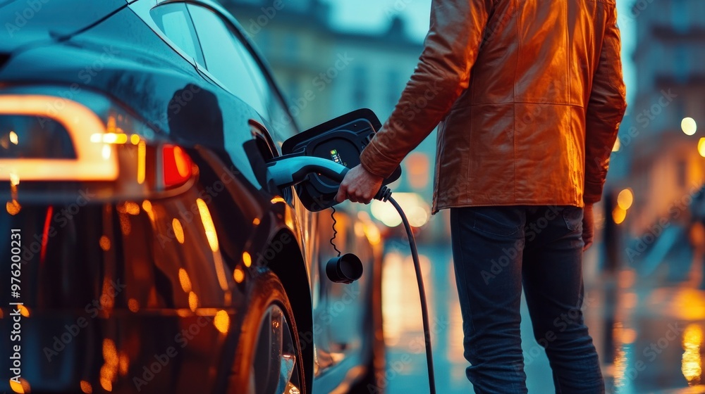 Electric Car Charging in the City Electric Car Charging in the City