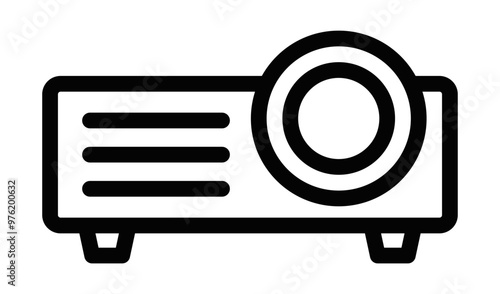 Minimalist vector icon of a projector, representing presentations, office equipment, and technology. Editable stroke.