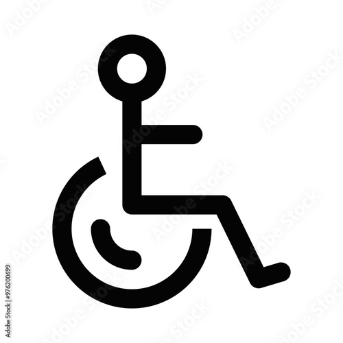 Simple vector icon of a wheelchair symbol, representing accessibility, disabled services, and inclusivity. Editable stroke.