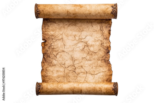 Vintage scroll with decorative edges isolated on a white background. PNG transparent.