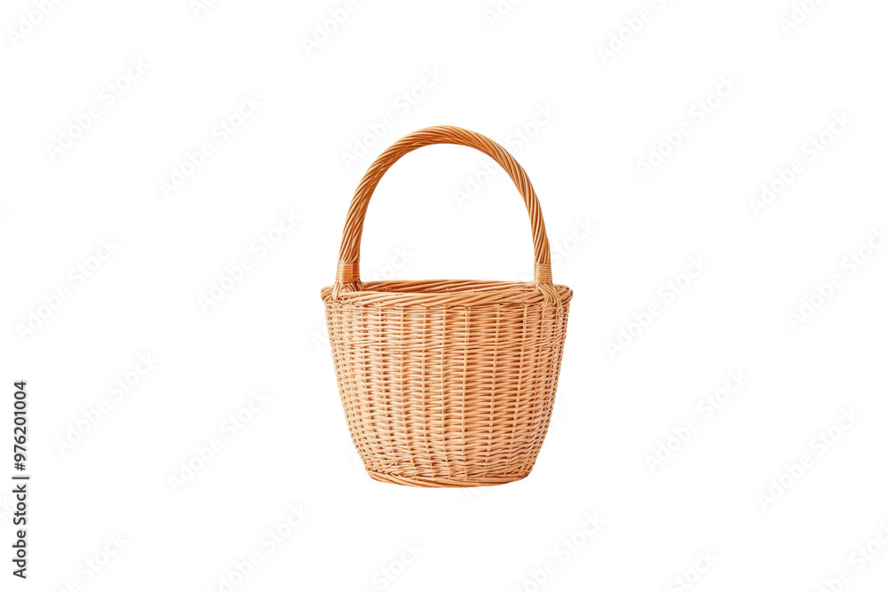 Wicker basket with handle isolated on a white background. PNG transparent. Wicker basket with handle isolated on a white background. PNG transparent.