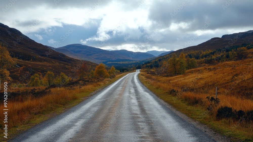 Serene Road Through Autumnal Mountains Serene Road Through Autumnal Mountains