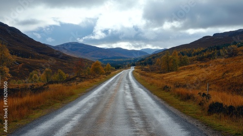 Serene Road Through Autumnal Mountains