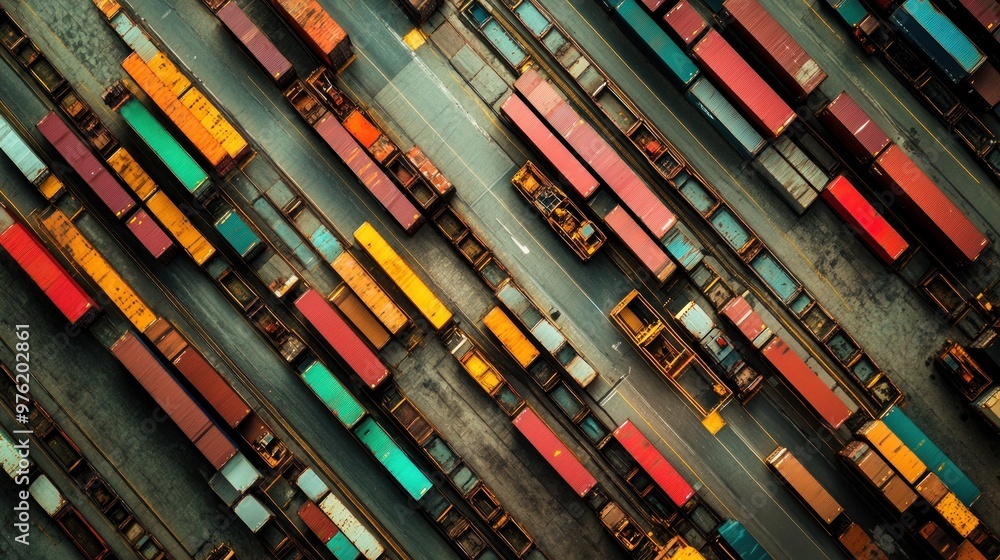 Aerial View of Shipping Containers Aerial View of Shipping Containers