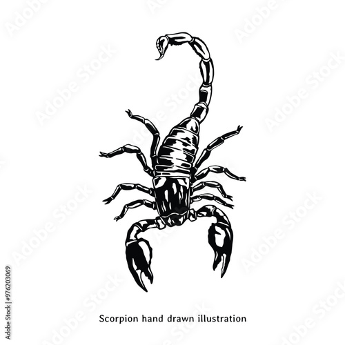 Scorpion illustration. Vintage scorpion hand drawn illustration