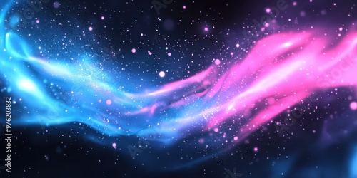 Cosmic nebula, interstellar clouds, vibrant colors of pink and blue, space dust, star clusters, celestial beauty, fantasy universe, space exploration, galactic swirls photo