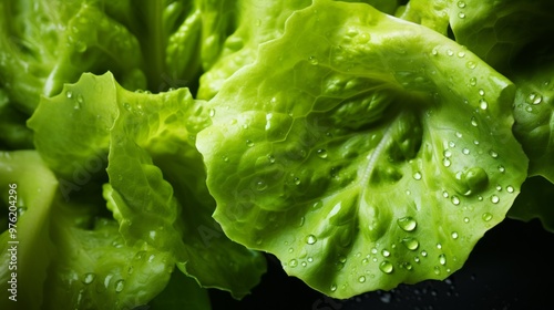 Pile of fresh lettuces with glistening droplets of water. Advertising photography. Neural network ai generated art