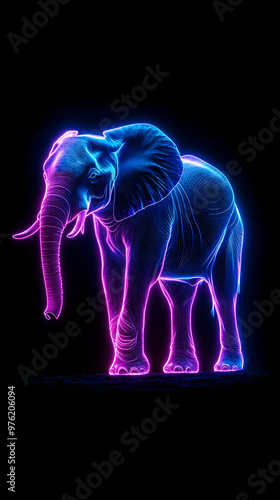 Wallpaper Mural A vibrant neon illustration of an elephant showcasing creative design and artistic flair. Torontodigital.ca