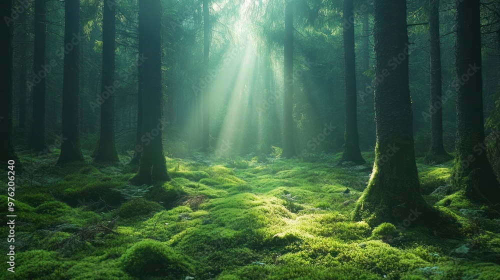 Sunbeams Through a Mystical Forest Sunbeams Through a Mystical Forest