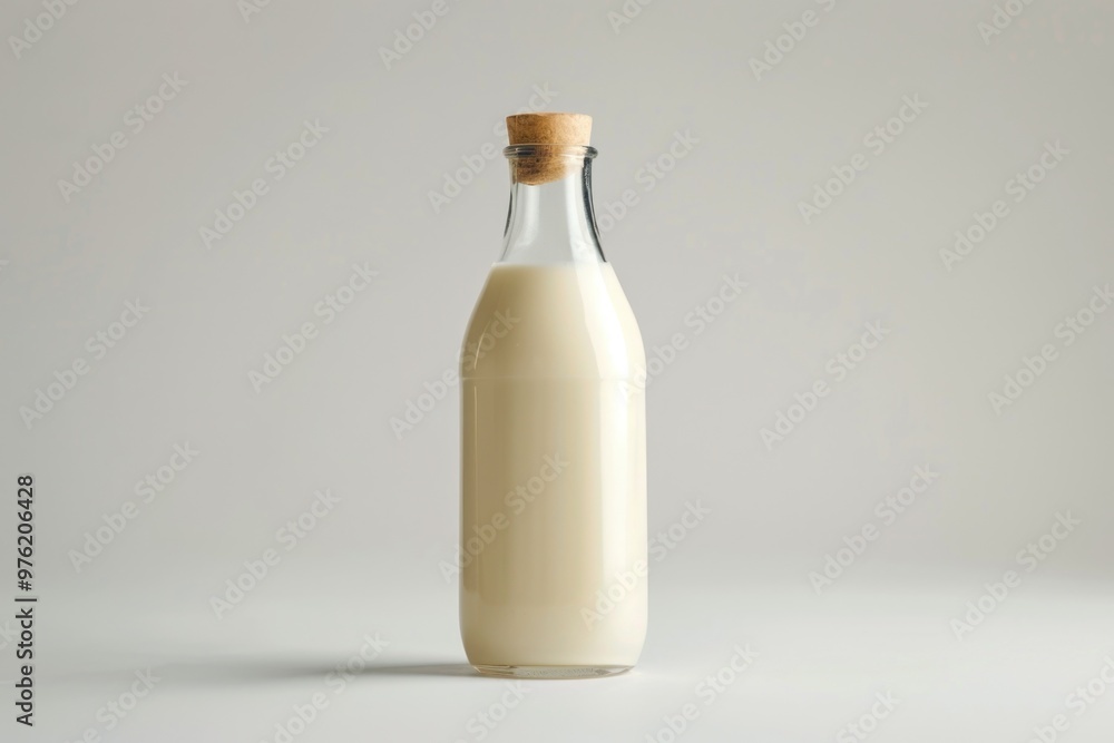 A single bottle of milk placed on a table A single bottle of milk placed on a table