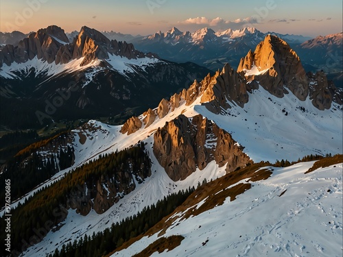 Snowy mountain peaks in Lastoni di Formin, Dolomites, Italy. photo