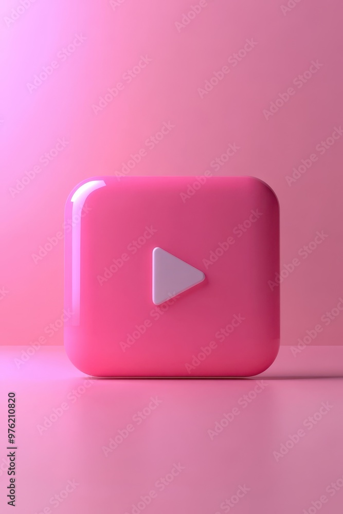 a pink play button on a table a pink play button on a table