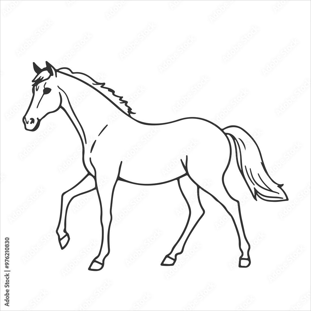 Fototapeta premium a beautiful horse outline for coloring page 