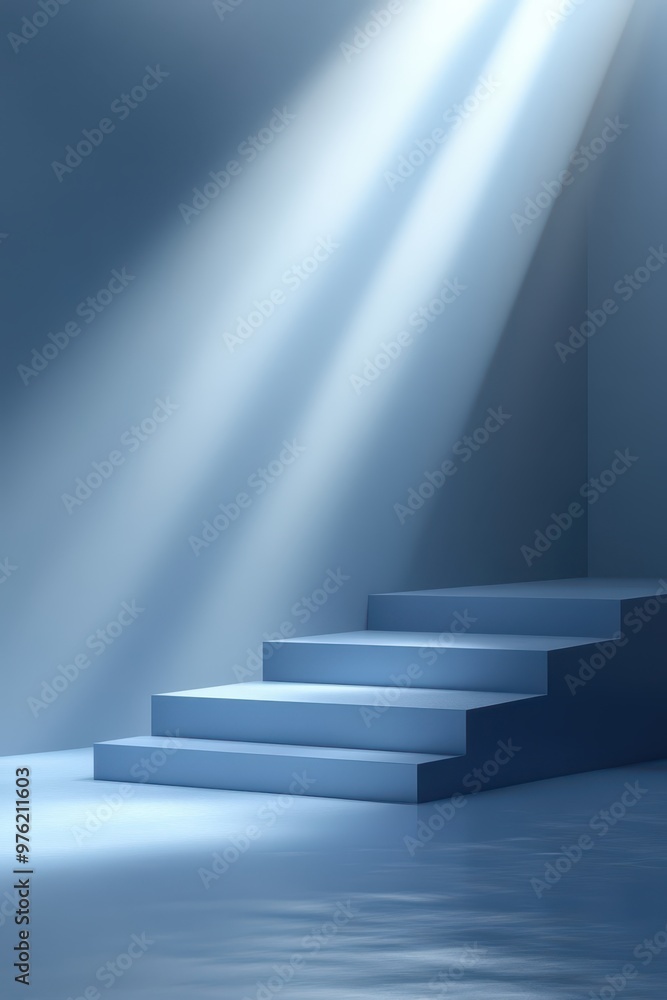 Obraz premium a stairway with light shining down on it