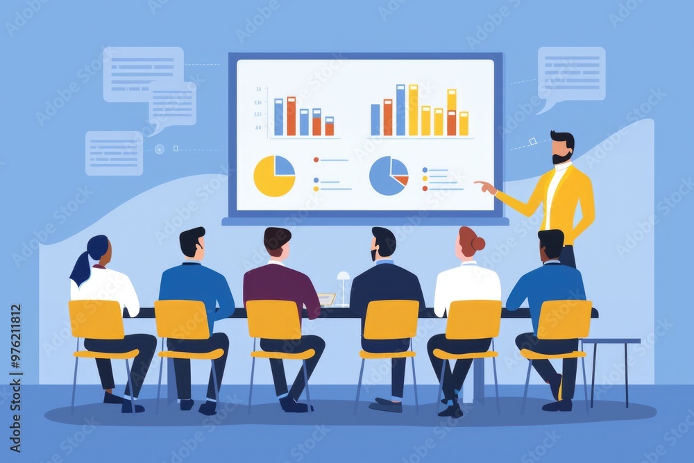 A man presenting to a group, suitable for corporate or educational use A man presenting to a group, suitable for corporate or educational use