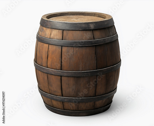 Wooden barrel vertical isolated on white background