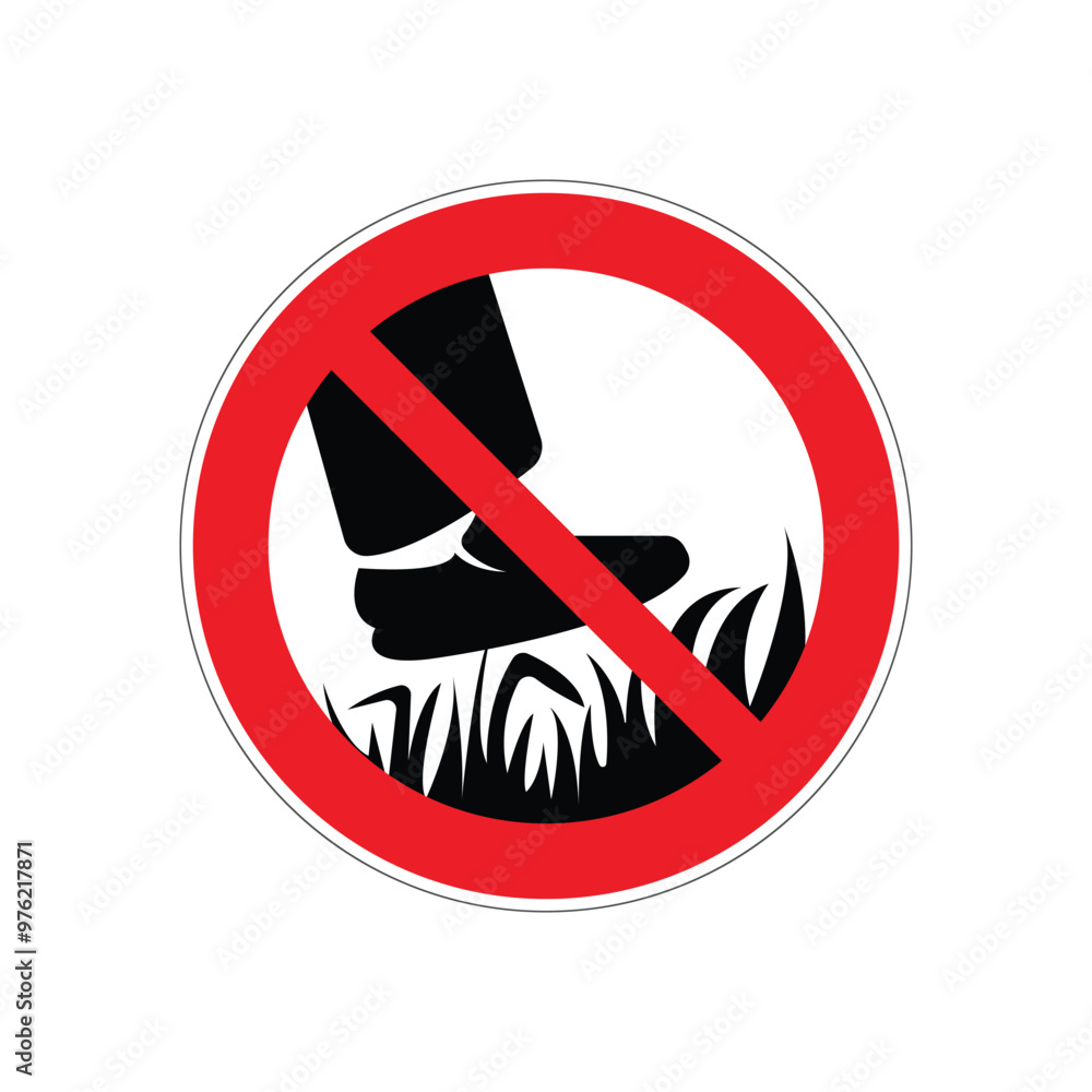 stop, don't step on grass, vector icon with red line on white background stop, don't step on grass, vector icon with red line on white background