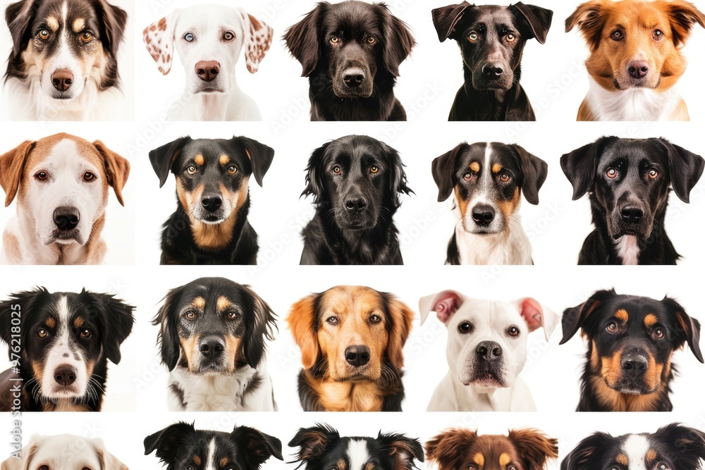 Obraz premium A group of dogs gazing straight into the lens, great for pet-related content or photography examples