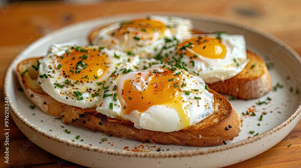 Poached eggs on toast with herbs. A delicious and simple breakfast or brunch option for a quick and easy meal. Poached eggs on toast with herbs. A delicious and simple breakfast or brunch option for a quick and easy meal.