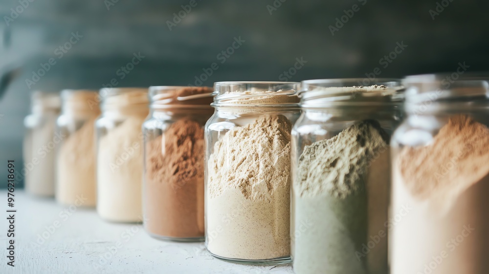 A vibrant display of various colored powders in glass jars, perfect for culinary and artistic use, showcasing natural ingredients. A vibrant display of various colored powders in glass jars, perfect for culinary and artistic use, showcasing natural ingredients.