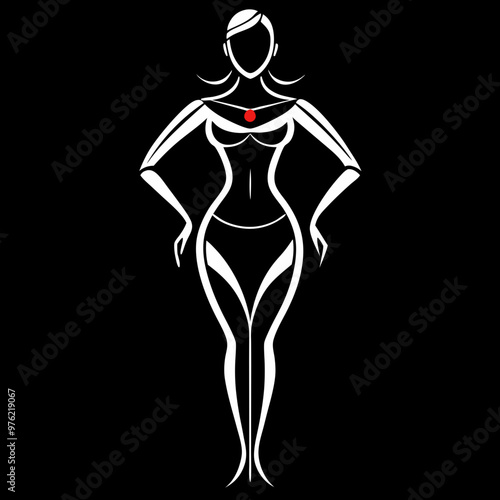 luxury woman body silhouette line art