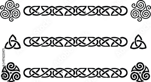 Celtic Knot Border Set - Triskele, Triquetra, Spiral