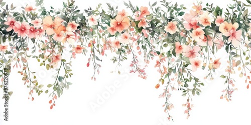Wallpaper Mural This artwork presents a vibrant watercolor floral arrangement that beautifully showcases an array of spring flowers. It is perfect for enhancing decoration and design applications in any space Torontodigital.ca