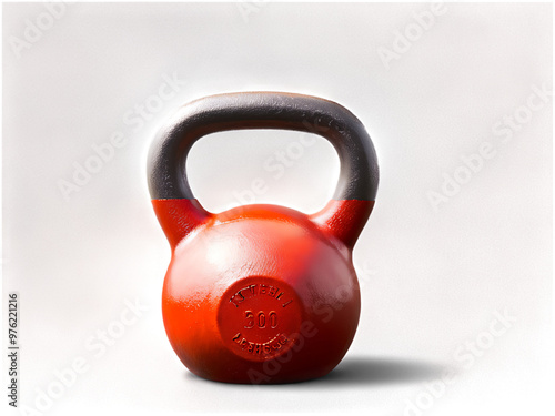 Heavy_red_iron_kettlebell,_representing_holiday_fitness,_isolated_for_active_lifestyle_themes. photo