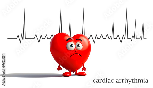 Heart arrhythmia themed cartoon. photo