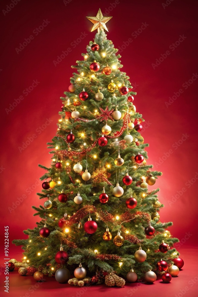 Fototapeta premium Christmas tree on a red background