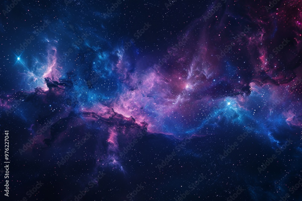 This captivating view showcases a colorful nebula surrounded by a multitude of stars, creating a serene and inspiring atmosphere of the universe's beauty. This captivating view showcases a colorful nebula surrounded by a multitude of stars, creating a serene and inspiring atmosphere of the universe's beauty.